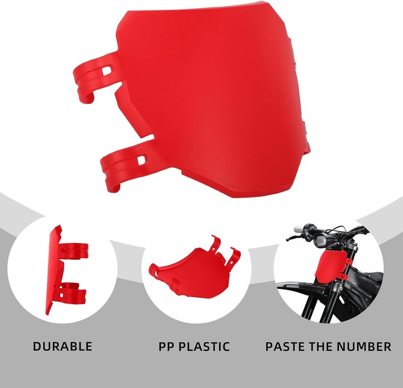 BAOUFF Front Number Plate for Ebike,8.78″*6.69″ Plate Replacement for Ridstar Q20/Tutti Soleil 01/Surron Light Bee/Talaria Sting MX3 MX4 MX5/E Ride Pro/Super 73/X160/X260-Red - Image 4